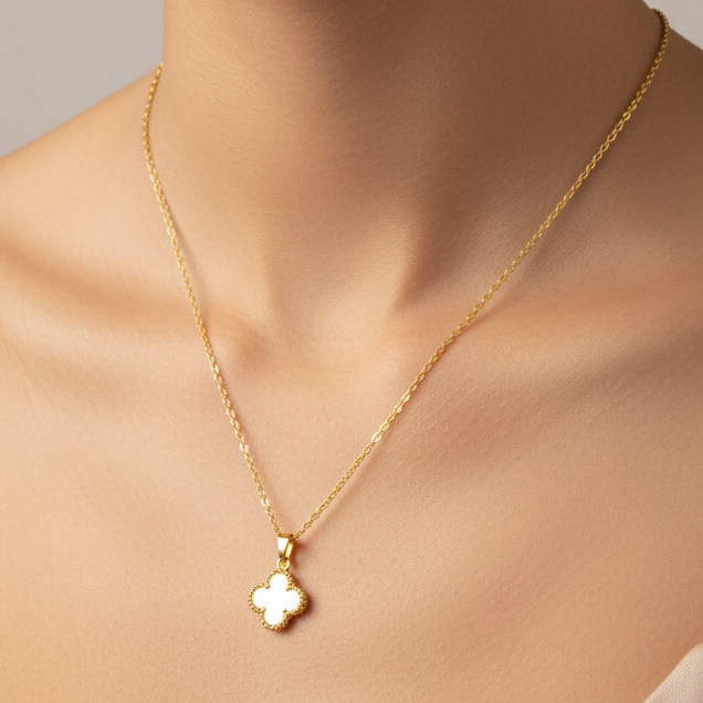 Clover Necklace - White