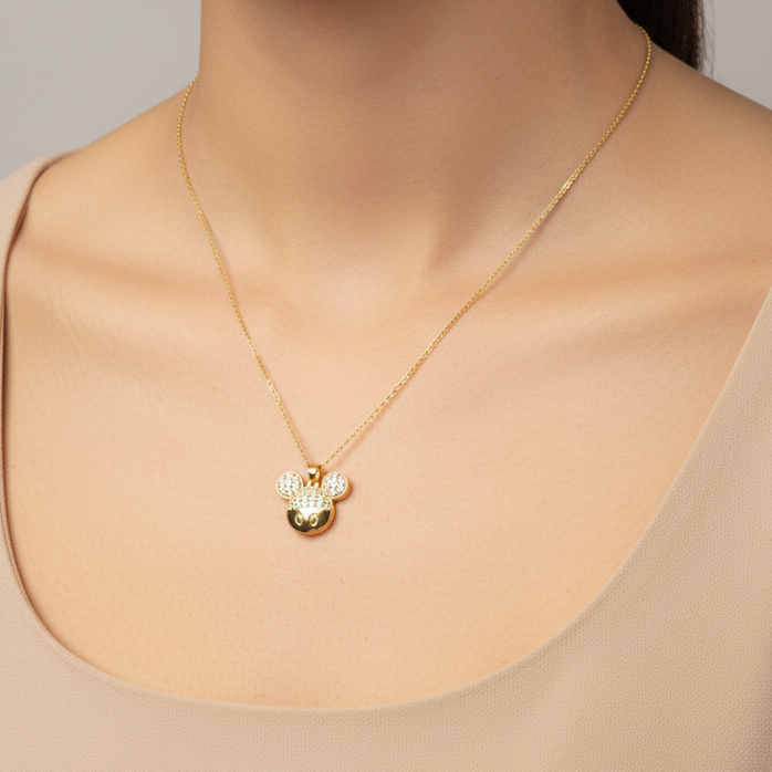 Crystal Mickey Necklace