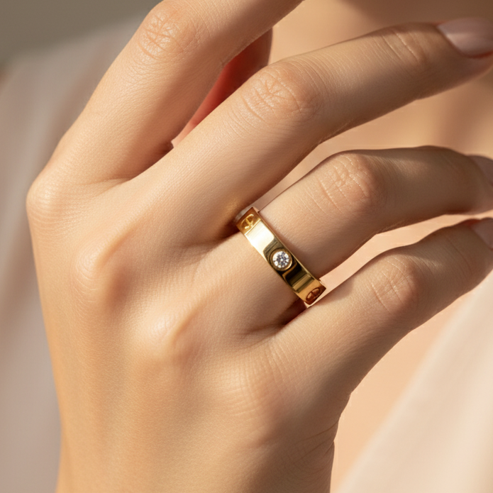 Crystal Love Ring - Gold