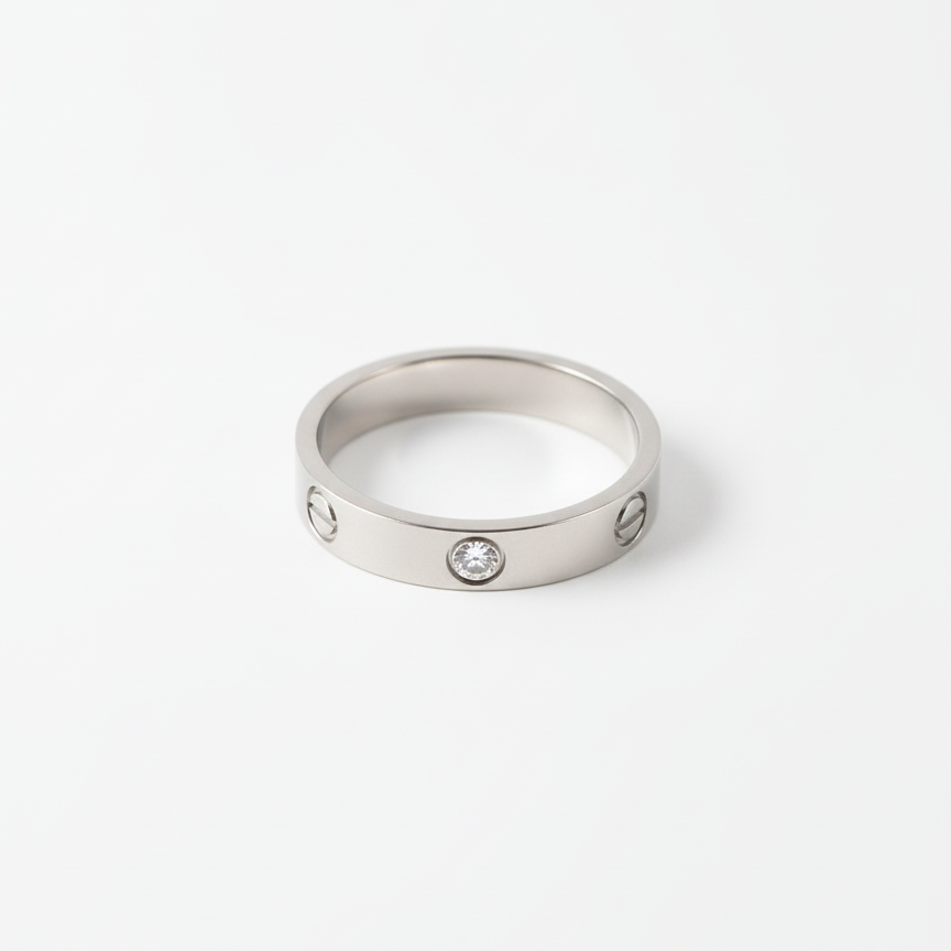 Crystal Love Ring - Silver