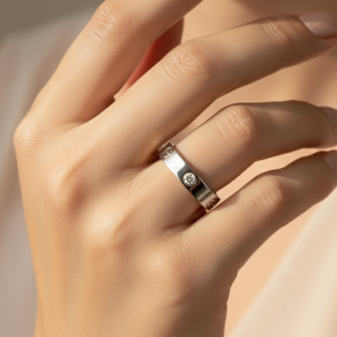 Crystal Love Ring - Silver