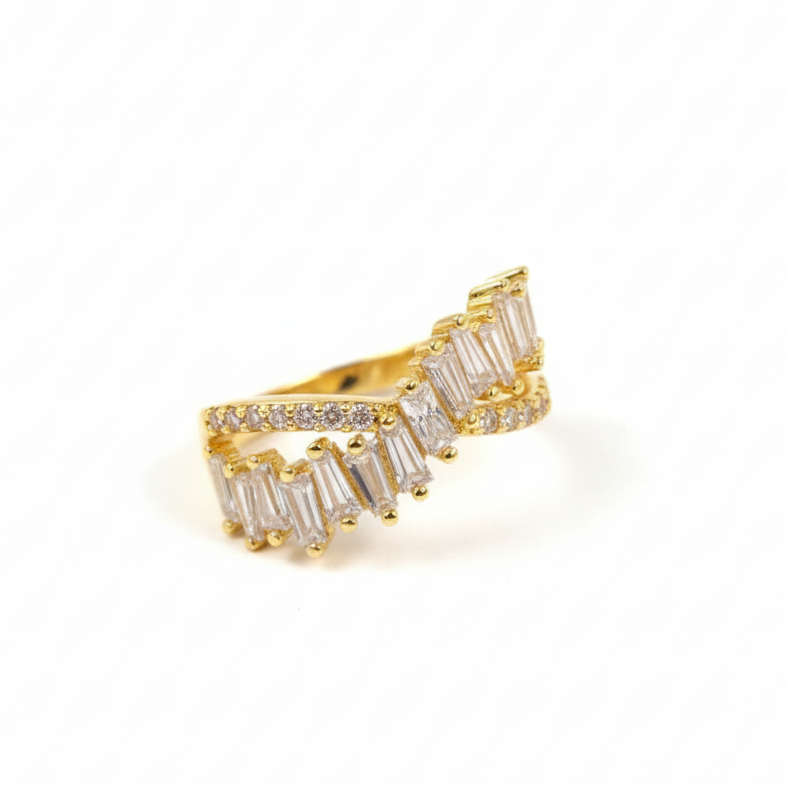 Baguette Crossover Ring