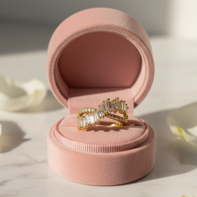 Baguette Crossover Ring
