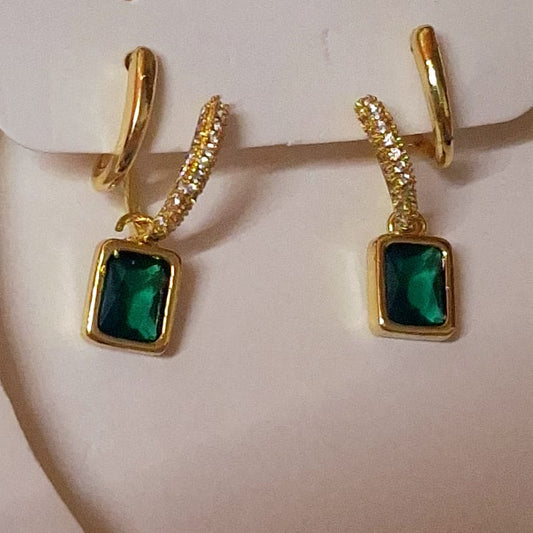 Emerald Drop Hoops