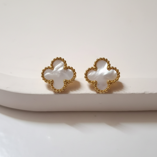 Clover Studs - White