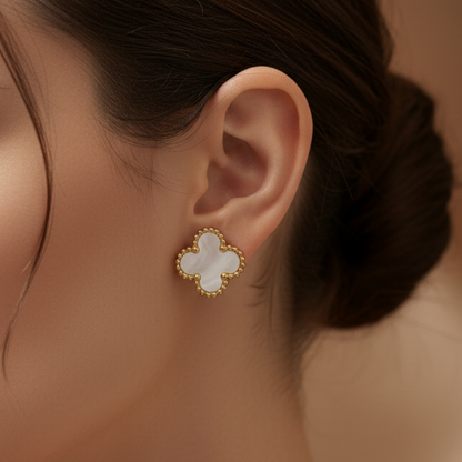 Clover Studs - White