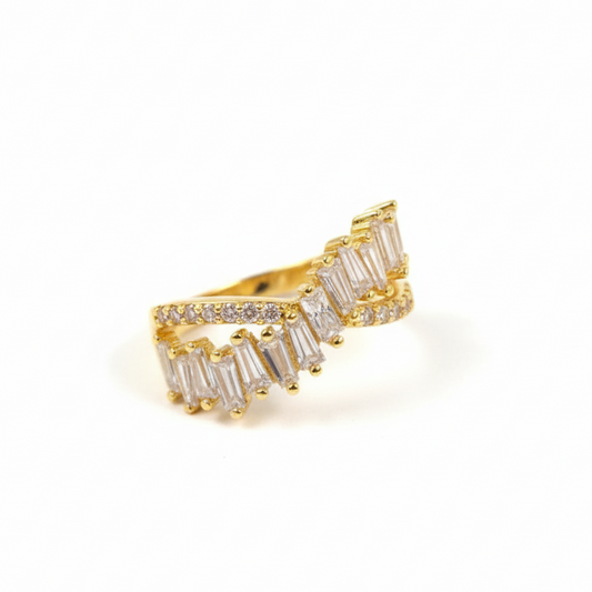 Baguette Crossover Ring